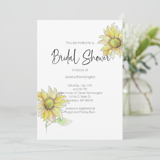 ブライダルシャワー水彩秋ひまわり招待状 招待状 (スタンド正面)