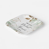 ブライダルシャワー水色グリーン金ゴールド植物性シック ペーパープレート (傾斜あり)