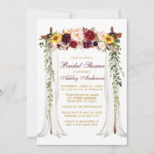 ブライダルシャワー水色混合フローラキャノピー金ゴールド 招待状 (正面)