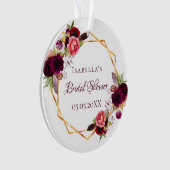 ブライダルシャワー水色花模様ブルゴーニュ金ゴールド オーナメント (正面)