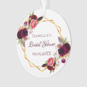 ブライダルシャワー水色花模様ブルゴーニュ金ゴールド オーナメント (正面)