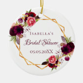 ブライダルシャワー水色花模様ブルゴーニュ金ゴールド セラミックオーナメント (正面)