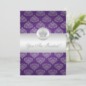 ブライダルシャワー王室のクラウンパープル 招待状 (スタンド正面)