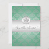 ブライダルシャワー王室のクラウンミントグリーン 招待状 (正面)