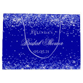 ブライダルシャワー王室のブルー結婚ネーム ラージペーパーバッグ (裏面)