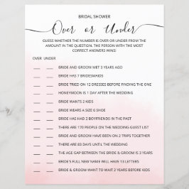 ブライダルシャワー用の紙のゲームシート。