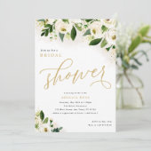 ブライダルシャワー白と金ゴールド水彩花 招待状 (スタンド正面)