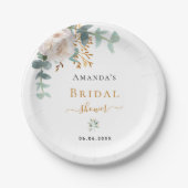 ブライダルシャワー白花ユーカリ ペーパープレート (正面)
