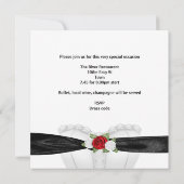 ブライダルシャワー白黒コルセットレッドローゼフラワー 招待状 (裏面)