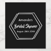 ブライダルシャワー白黒ジオメトリ名 ワインラベル (シングルラベル)