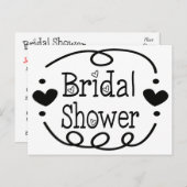 ブライダルシャワー白黒ハート招待状 インビテーションポストカード (正面/裏面)
