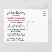 ブライダルシャワー白黒ハート招待状 インビテーションポストカード (裏面)