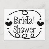 ブライダルシャワー白黒ハート招待状 インビテーションポストカード (正面)