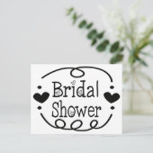 ブライダルシャワー白黒ハート招待状 インビテーションポストカード (スタンド正面)
