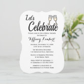 ブライダルシャワー白黒結婚ズシャンパングラス 招待状 (スタンド正面)