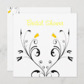 ブライダルシャワー白黒黄色フローラ 招待状 (正面/裏面)