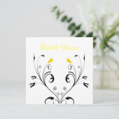 ブライダルシャワー白黒黄色フローラ 招待状 (スタンド正面)