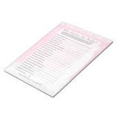 ブライダルシャワー知り合い花嫁ゲーム – ピンク ノートパッド (アングル)