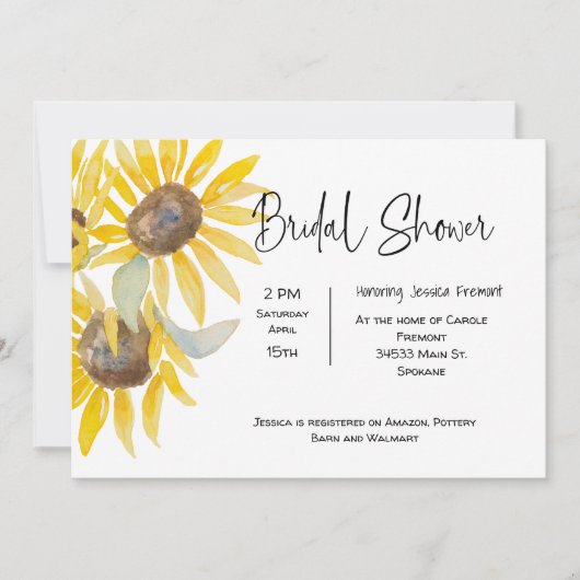 ブライダルシャワー秋ひまわり招待状 案内状 (正面)