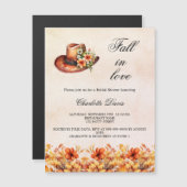 ブライダルシャワー秋インラブ花模様女性のカーボーイラグジュアリー マグネット招待状 (正面/裏面)