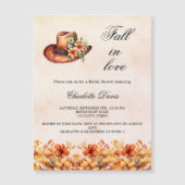 ブライダルシャワー秋インラブ花模様女性のカーボーイラグジュアリー マグネット招待状 (正面)
