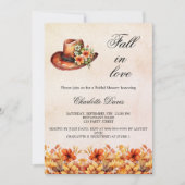 ブライダルシャワー秋インラブ花模様女性のカーボーイラグジュアリー 招待状 (正面)