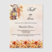 ブライダルシャワー秋インlove花模様オレンジ高級 マグネット招待状 (正面)