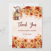 ブライダルシャワー秋オレンジフラワーサンキューカード 招待状 (正面)
