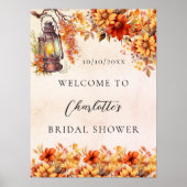 ブライダルシャワー秋オレンジ色の花へようこそ ポスター (正面)