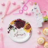 ブライダルシャワー秋サンフラワーズブルゴーニュバラ ペーパープレート (パーティー)