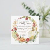 ブライダルシャワー秋フローラブルガンディホワイトパンプキン 招待状 (スタンド正面)