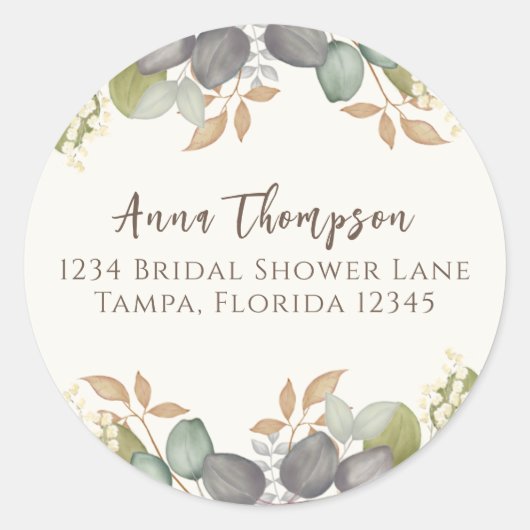 ブライダルシャワー紅葉エレガント差出人住所 ラウンドシール (正面)