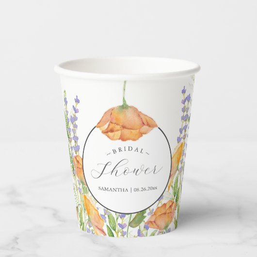 ブライダルシャワー紙カップカラフルフラワー 紙コップ (正面)