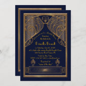 ブライダルシャワー素晴らし招待、ギャツビー、海軍金ゴールド 招待状 (正面/裏面)