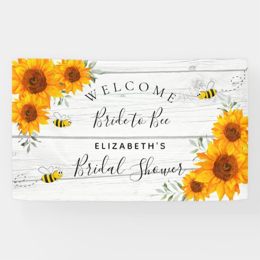 ブライダルシャワー素朴な木ひまわり花嫁へbee 横断幕 (横)