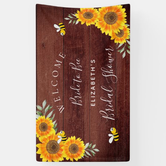 ブライダルシャワー素朴な木ひまわり花嫁へbee 横断幕 (縦)