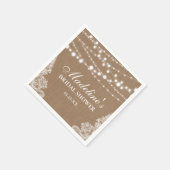 ブライダルシャワー素朴のラップストリングライトレース スタンダードカクテルナプキン (角)