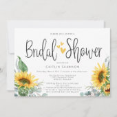 ブライダルシャワー素朴ひまわり黄色いハート 招待状 (正面)
