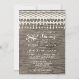 ブライダルシャワー素朴ウッドフェンスレースタイポグラフィ 招待状