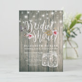 ブライダルシャワー素朴ウッドメイソンジャールストリングライト 招待状 (スタンド正面)