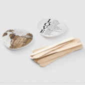 ブライダルシャワー素朴ウッドレースデザイン ハンドファン (組立なし)