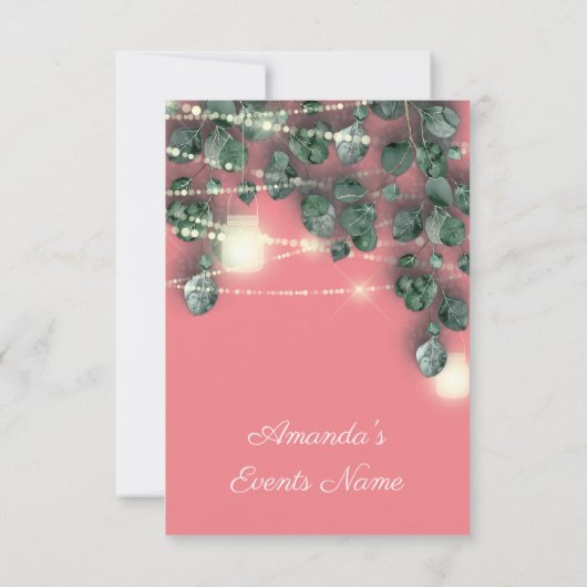 ブライダルシャワー素朴ウッド金ゴールドコーラルジャースライト 招待状 (裏面)