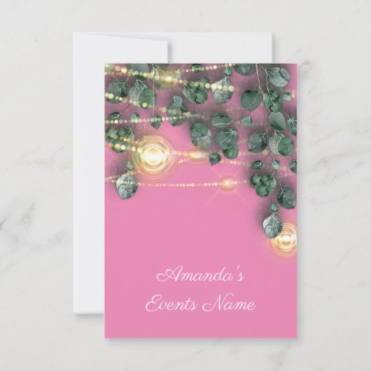 ブライダルシャワー素朴ウッド金ゴールドピンクジャースライト 招待状 (裏面)