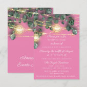 ブライダルシャワー素朴ウッド金ゴールドピンクジャースライト 招待状 (正面/裏面)