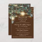 ブライダルシャワー素朴ウッド金ゴールドブロンズジャースライト 招待状 (正面/裏面)