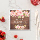 ブライダルシャワー素朴サンゴ青花ブラウン スタンダードカクテルナプキン (インサイチュ)