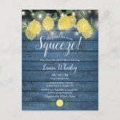 ブライダルシャワー素朴ストリングライツスクイーズレモン 案内ポストカード (正面)