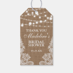 ブライダルシャワー素朴バーラップライツレースサンキュー ギフトタグ