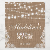 ブライダルシャワー素朴バーラップレースのストリングライト ワインラベル (シングルラベル)