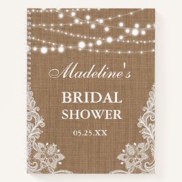 ブライダルシャワー素朴バーラップレースライトギフトリスト ノートブック